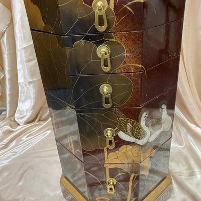 Red Lacquer Jewelry Chest