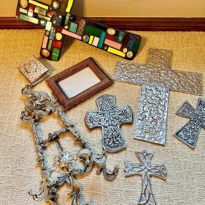 Beautiful set of crosses and a pewter easel
