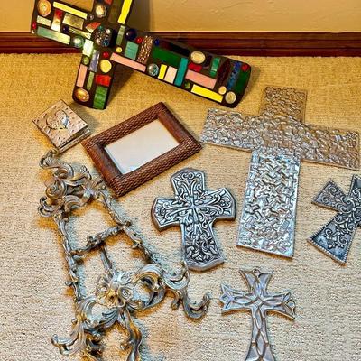 Beautiful set of crosses and a pewter easel