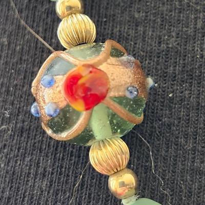 Jadeite and glass necklace