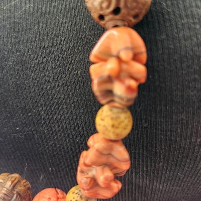 Carved bead necklace