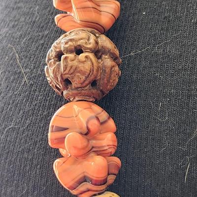 Carved bead necklace