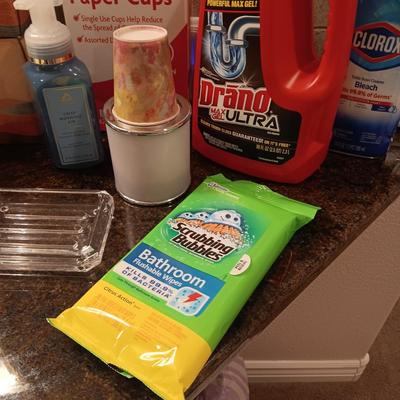 NEW KLEENEX, BATHROOM CLEANERS, PAPER CUPS, SOFT SOAP AND MORE