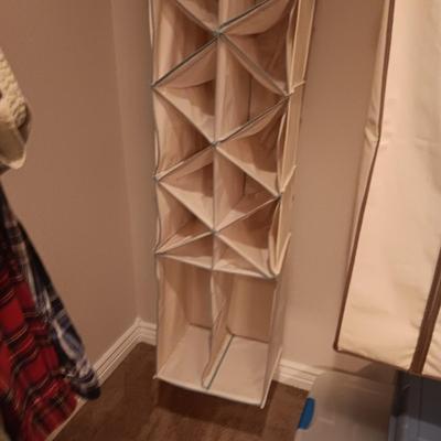 HANGING CLOSET ORGANIZER, HANGERS & GARMENT BAGS