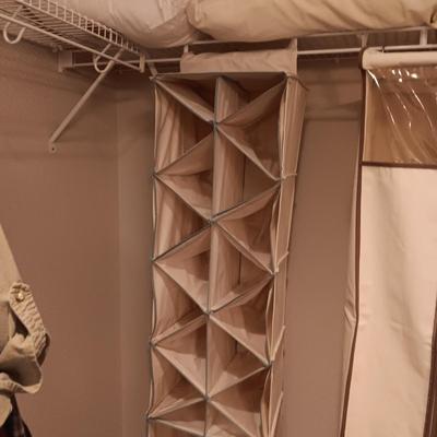 HANGING CLOSET ORGANIZER, HANGERS & GARMENT BAGS