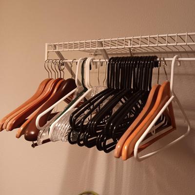 HANGING CLOSET ORGANIZER, HANGERS & GARMENT BAGS