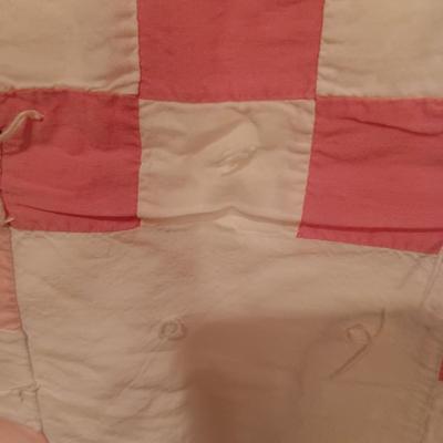 HANDMADE QUILT, LARGE THROW PILLOWS W/SHAMS, LAURA ASHLEY QUILTED MATTRESS COVER AND PILLOW