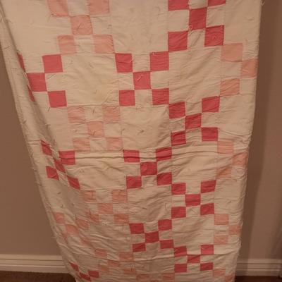HANDMADE QUILT, LARGE THROW PILLOWS W/SHAMS, LAURA ASHLEY QUILTED MATTRESS COVER AND PILLOW