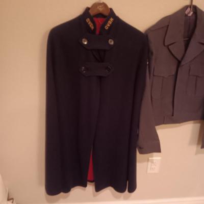 NAVY BLUE WOOL NURSES CAPE AND WOOL MILITARY JACKET