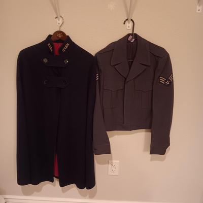 NAVY BLUE WOOL NURSES CAPE AND WOOL MILITARY JACKET