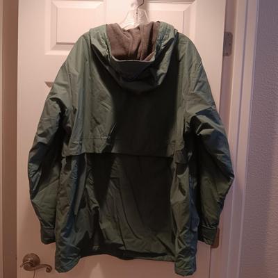 LANDS' END LINED RAIN JACKET AND CHAMPION FLEECE JACKET