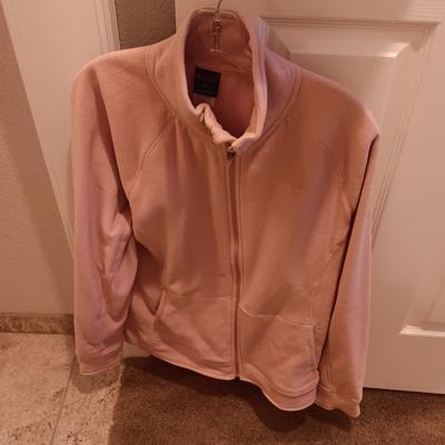 LANDS' END LINED RAIN JACKET AND CHAMPION FLEECE JACKET
