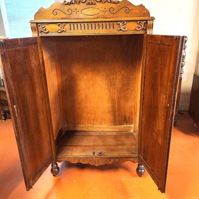 Lot #104 Antique 1920's Armoire - very pretty - good condition