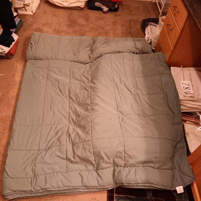 2 LL BEAN OLIVE GREEN KING SIZE QUILTED COMFORTERS