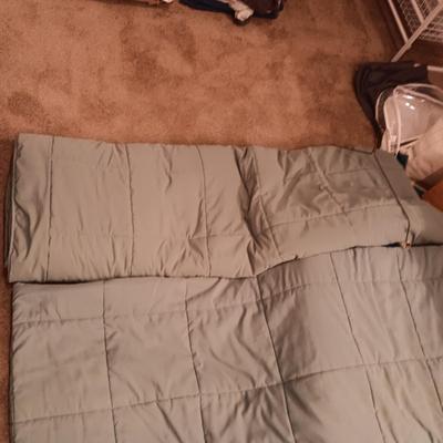 2 LL BEAN OLIVE GREEN KING SIZE QUILTED COMFORTERS