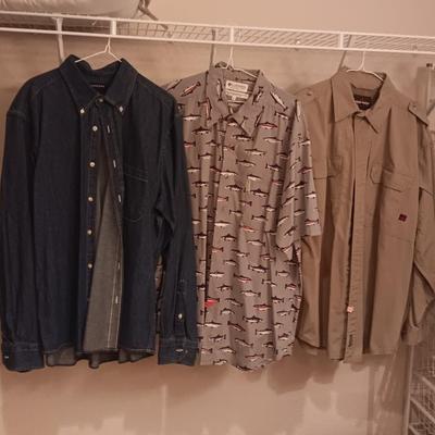 WOOLRICH, COLUMBIA AND LANDS' END MEN'S SHIRTS SIZE LARGE