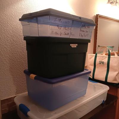 STORAGE TOTES AND HEAVY CANVAS BAG