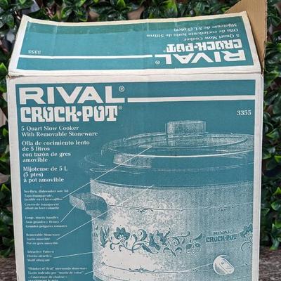 Vintage Rival Crockpot Blue 5 Quart Slow Cooker With Removeable Stoneware Clear Plastic Lid
