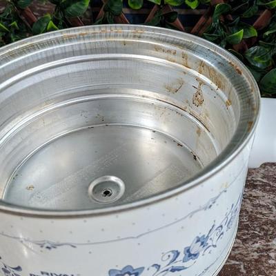 Vintage Rival Crockpot Blue 5 Quart Slow Cooker With Removeable Stoneware Clear Plastic Lid