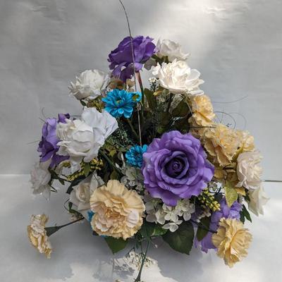 Artificial Floral Arrangement With Glass Bowl
