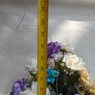 Artificial Floral Arrangement With Glass Bowl