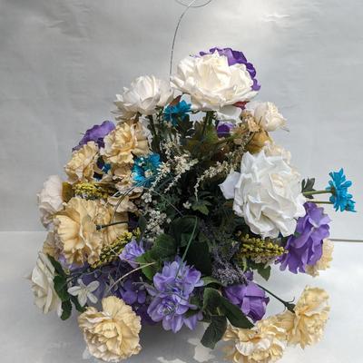 Artificial Floral Arrangement With Glass Bowl