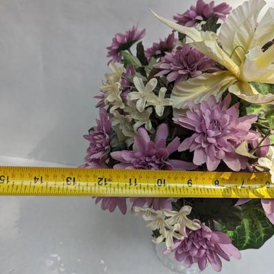 Artificial Floral Arrangement With Glass Vase