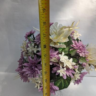 Artificial Floral Arrangement With Glass Vase