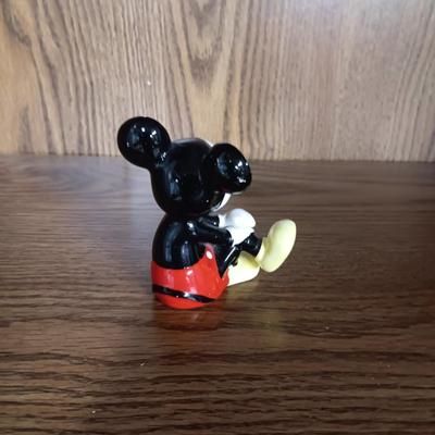 DISNEY MICKEY MOUSE BOBBLEHEAD, MINNIE MOUSE PLUSH WITH HEART FRAME AND CERAMIC MICKEY FIGURINE
