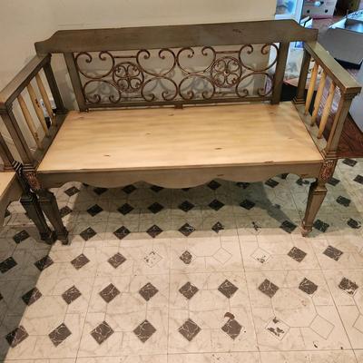 2 Wood & Metal Benches 44x18x30