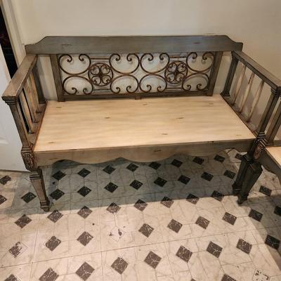 2 Wood & Metal Benches 44x18x30