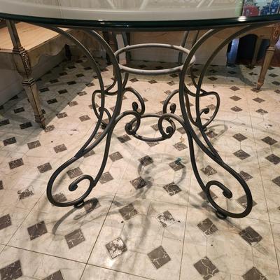 Round Glass Top Table on Metal Base 42" Diameter Glass top