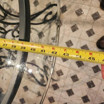 Round Glass Top Table on Metal Base 42" Diameter Glass top