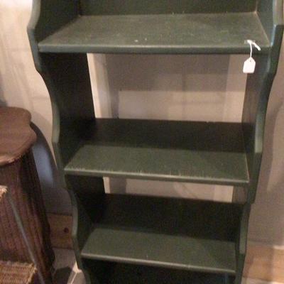 Green Wood Three Shelf Unit.