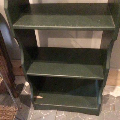 Green Wood Three Shelf Unit.