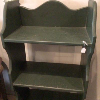 Green Wood Three Shelf Unit.