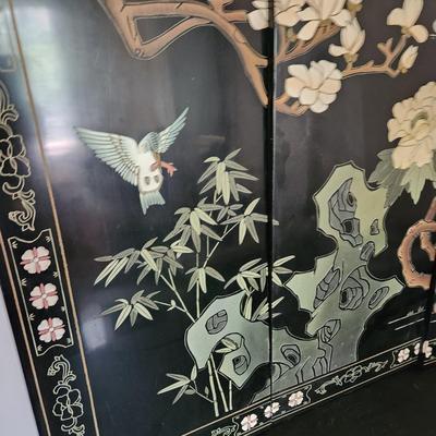 4 piece Asian Wall Hanging Decor Black lacquer 12"x36" each