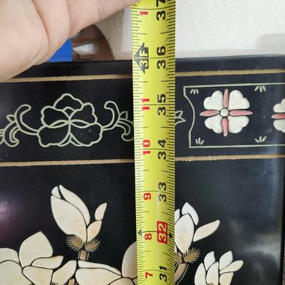 4 piece Asian Wall Hanging Decor Black lacquer 12"x36" each