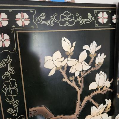 4 piece Asian Wall Hanging Decor Black lacquer 12"x36" each
