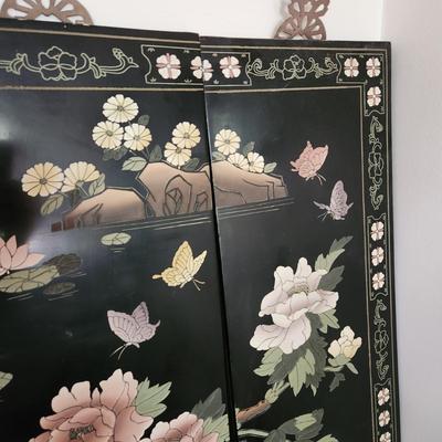 4 piece Asian Wall Hanging Decor Black lacquer 12"x36" each
