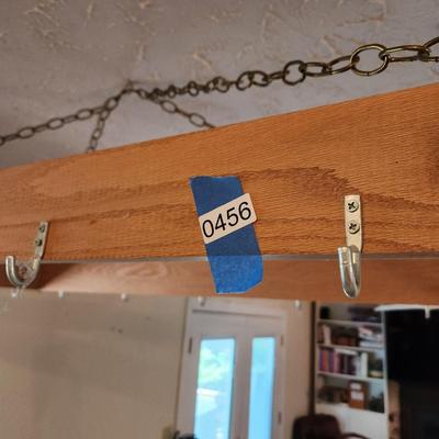 Wood Hanging Pots and Pans Ceiling Rack w Hooks 48" x26"