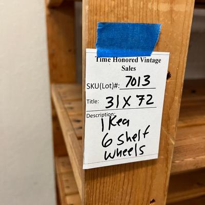 Ikea wooden rack on casters