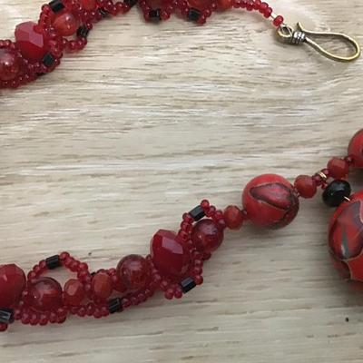 Red Glass Pendant Necklace