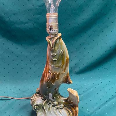 Vintage 1950s Ceramic Fish Lamp