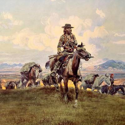 CHARLES M RUSSELL "THE WORLD WAS ALL BEFORE THEM"