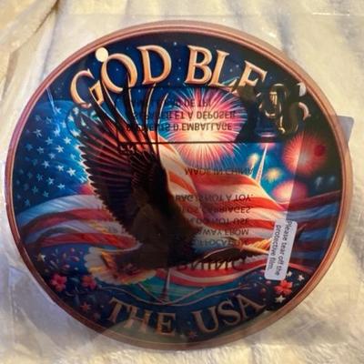 4th Of July God Bless The USA Decorative Dyed Hanging Suncatcher (6''x6''/1