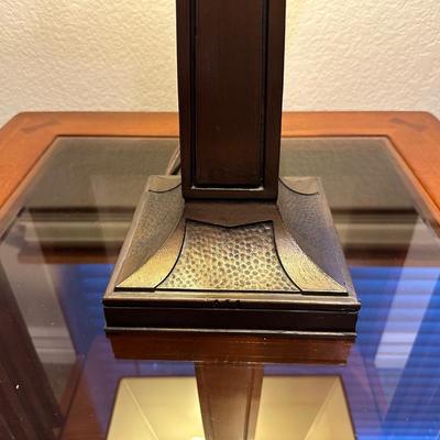 HEAVY METAL BASE TABLE LAMP WITH DOUBLE PULL CHAIN LIGHTS