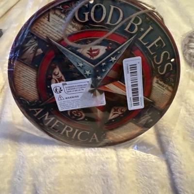 GOD BLESS AMERICA Hanging Plastic Home Decor Ornament