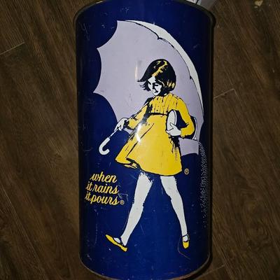 Vintage Morton Salt Tin Trash Can