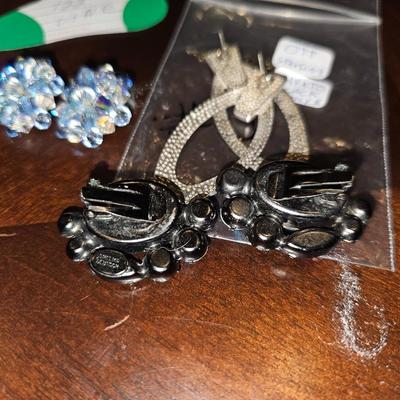 Designer Jewelry THELMA DEUTSCH Swarovski AB Crystal, Navajo Black Onyx, Sterling Silver, Aurora Crystal